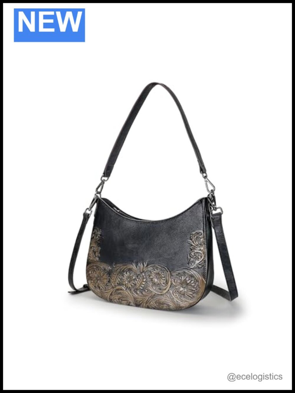 Genuine Leather Satchel Handbag Crossbody Shoulder Bag Vintage Embossed